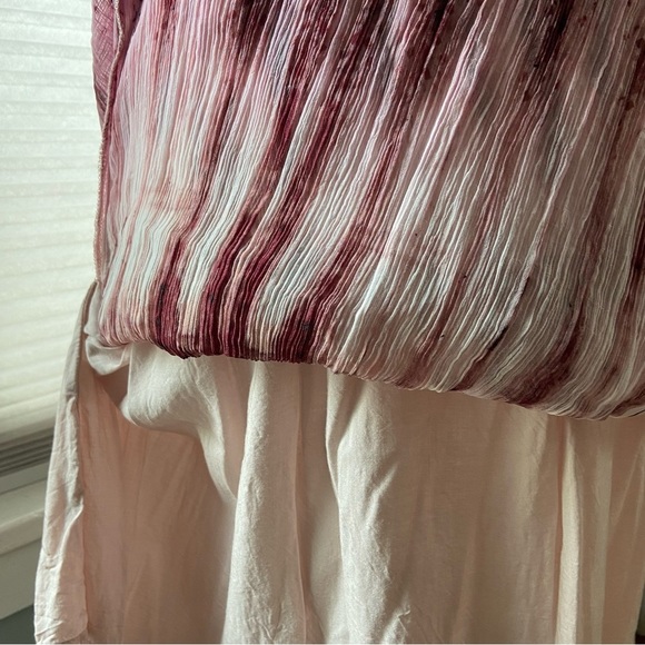 Sundance Gemi Pink Multi Tie Dye Floral Embroidered Dress Cupro Chiffon Size S - Picture 11 of 15